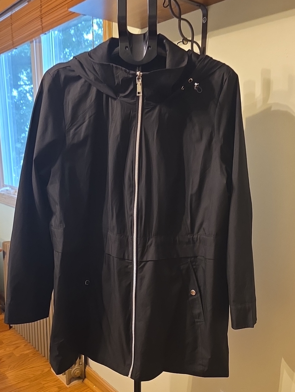 Vince Camuto Black Hooded Trench Coat